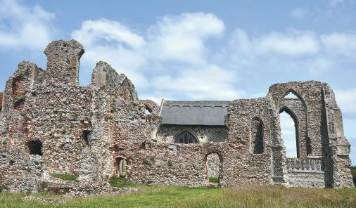 The ruins of medieval Leiston Abbey stand out against the “painters' sky.”