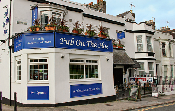 The Pub on the Hoe serves a crowd of locals, and a great fish pie.   DANA HUNTLEY