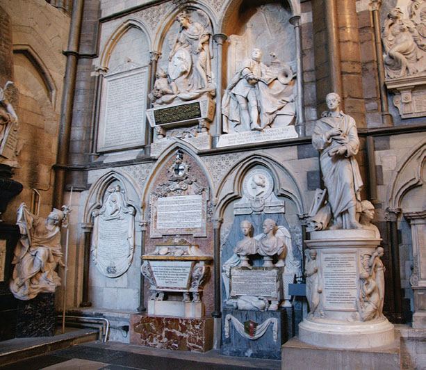 Many great writers are memorialized in Westminster Abbey's Poets' Corner.